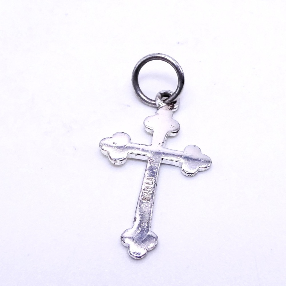 Vintage Sterling Silver 925 Cross Religious 1" Necklace Pendant Bracelet Charm